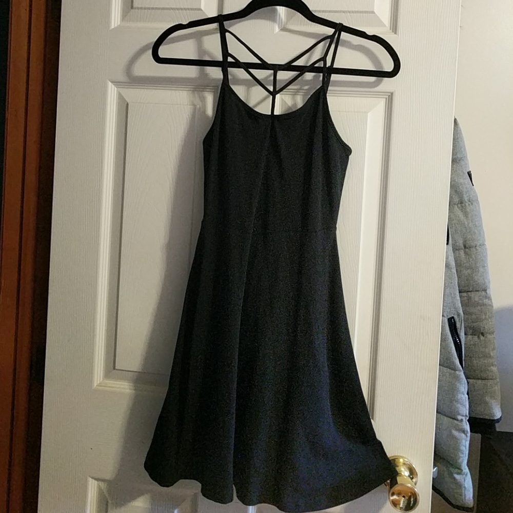 Express size S fit ans flare stretch black dress